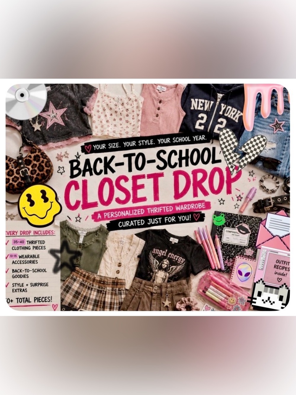 Teen Girls Back to School Clothing Lot Personalized Thrift Bundle Y2K 50 Pc drop